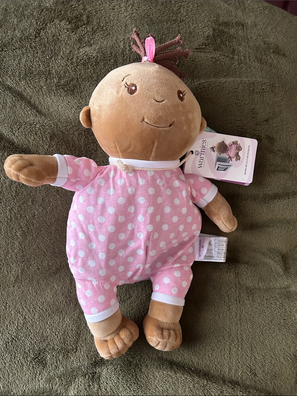 Warmies Polka Dot Pink Plush Baby Doll - Soothing Snuggle Toy